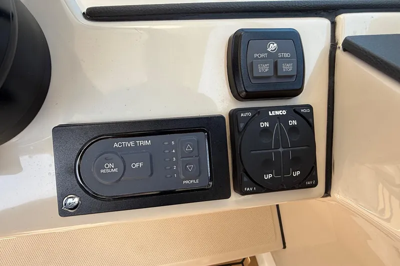 Slide: The Image of Raymarine control panel on 2020 Boston Whaler 320 Vantage boat dashboard. - 40