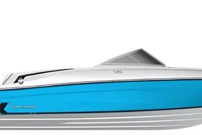 The Image of 2026 Bayliner VR4 Bowrider OB, sleek design, blue and white exterior, side view. - 1