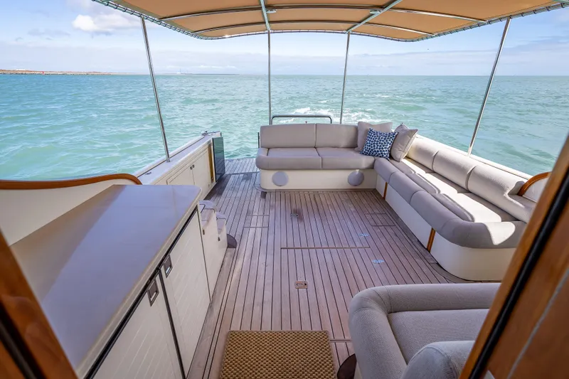 Slide: The Image of Luxurious 2018 Palm Beach Motor Yachts PB50 with spacious deck and ocean view. - 8