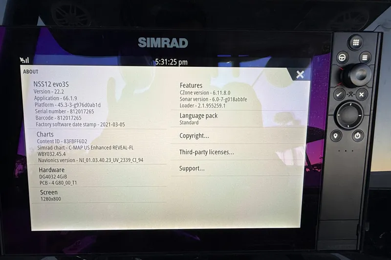 Slide: The Image of Simrad NSS12 evo3S display on 2023 NauticStar 2602 Legacy boat, showing system information. - 40