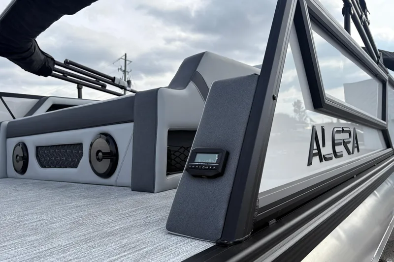 Slide: The Image of 2026 Alera M 25L boat interior with modern design and sleek seating. - 15