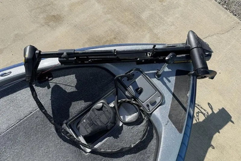 Slide: The Image of 2012 Skeeter TZX190 boat with trolling motor and foot pedal on deck. - 7