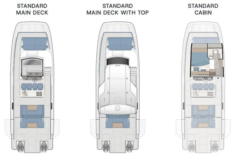 Slide: The Image of Manufacturer Provided Image: Deck and cabin layout of 2026 Aquila 45 Sport yacht, featuring standard and top options. - 11