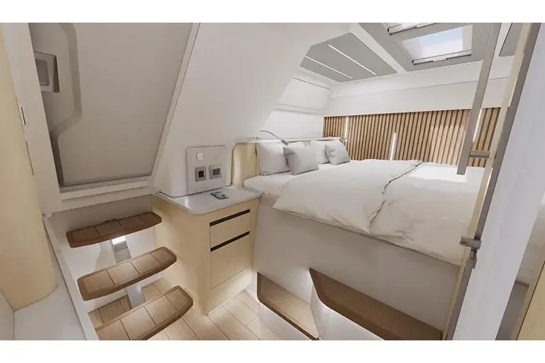 Slide: The Image of Manufacturer Provided Image: Luxurious interior of 2026 Aquila 45 Sport yacht with modern bedroom design. - 9
