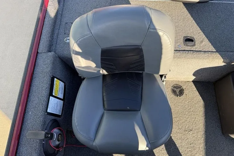 Slide: The Image of 2021 Tracker Bass Tracker Classic XL boat seat, gray and black upholstery. - 18