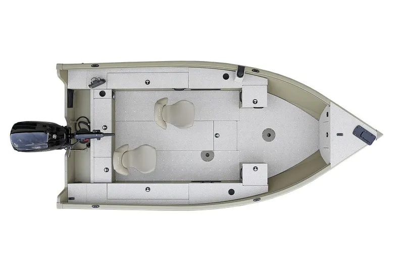 Slide: The Image of Manufacturer Provided Image: 2024 Lund 1675 Alaskan Tiller boat, top view, featuring two seats and ample storage. - 18