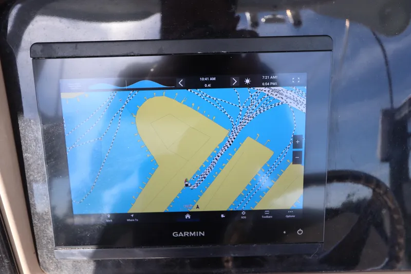 Slide: The Image of Garmin navigation display on 2019 Robalo R242 Center Console boat. - 18