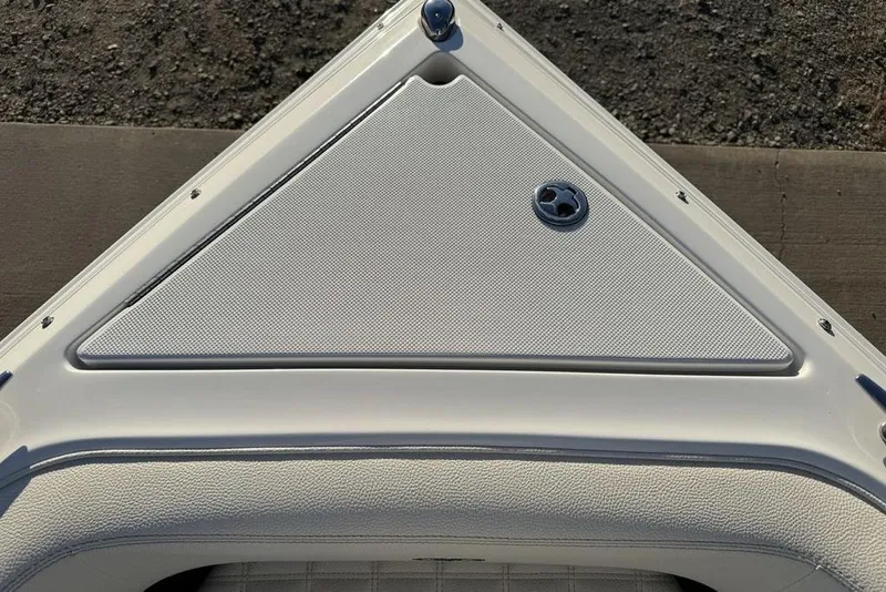 Slide: The Image of 2017 Cobalt R3 boat bow with white upholstery and speaker detail. - 12