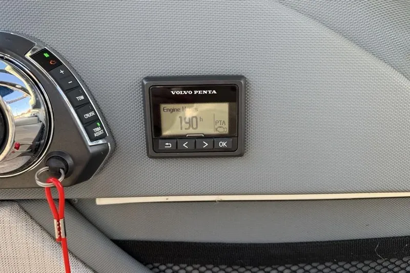 Slide: The Image of Dashboard of a 2017 Cobalt R3 boat with Volvo Penta engine display. - 23