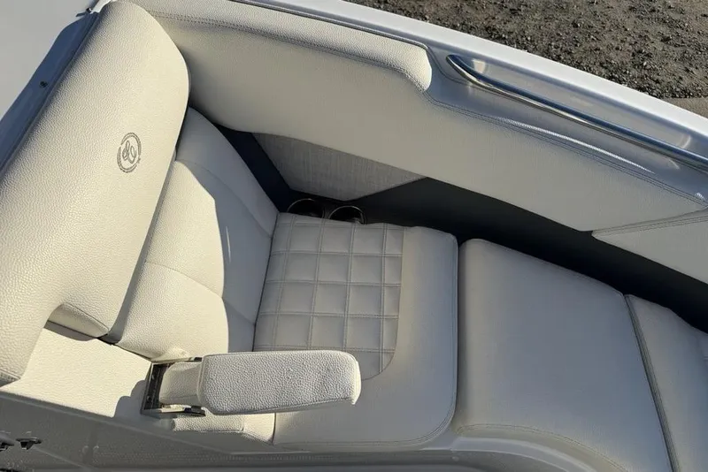 Slide: The Image of 2017 Cobalt R3 boat interior with luxurious white leather seating. - 4