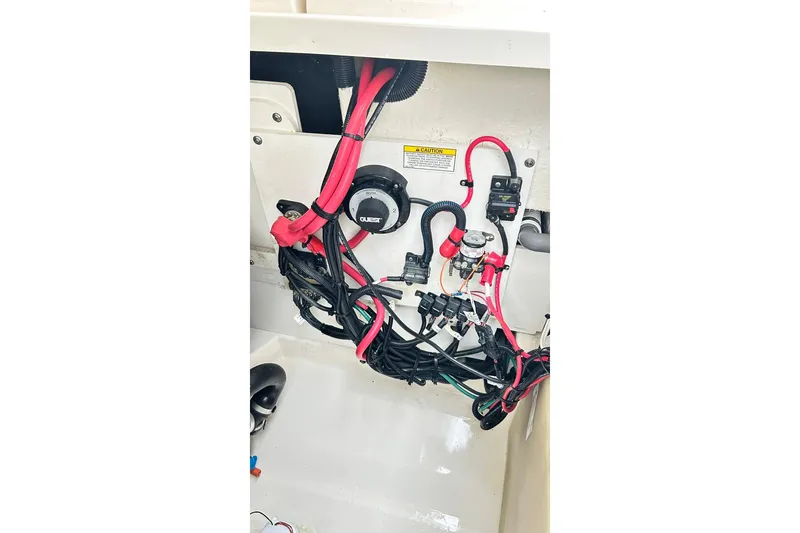 Slide: The Image of Electrical wiring setup in a 2018 Sea Ray SDX 270 boat. - 26