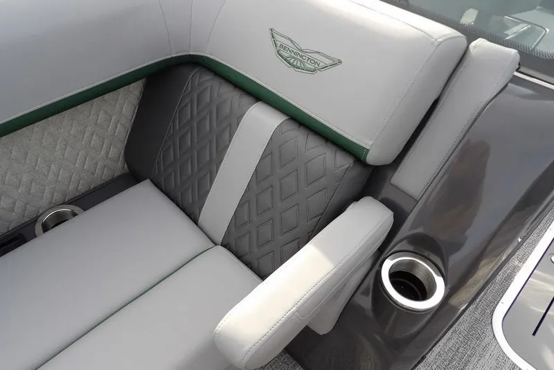 Slide: The Image of Luxurious seating on 2026 Bennington M Quad Bench 22 MFB with diamond-pattern upholstery and cup holder. - 14