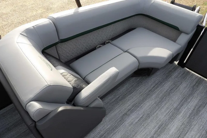 Slide: The Image of 2026 Bennington M Quad Bench 22 MFB with luxurious gray upholstery and modern design. - 26