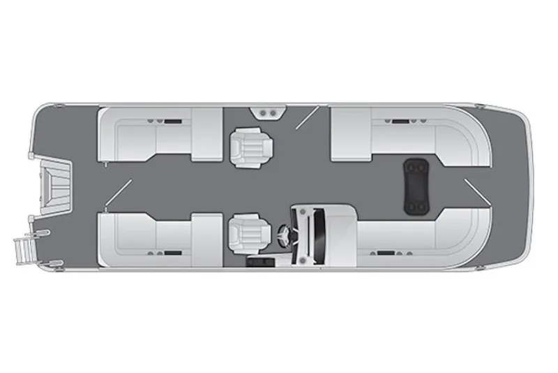Slide: The Image of Top view of 2026 Bennington M Quad Bench 22 MFB pontoon boat layout. - 45