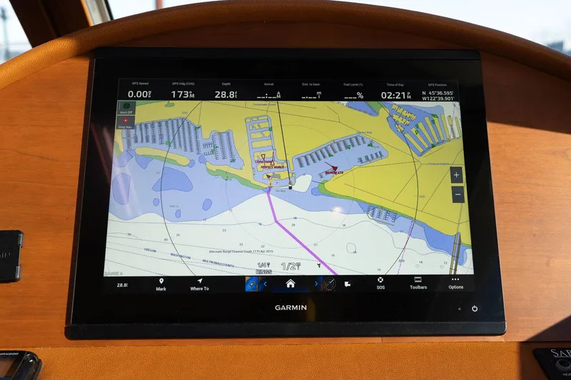 Slide: The Image of Garmin navigation display on 2013 Sabre 38 Salon Express yacht dashboard. - 17