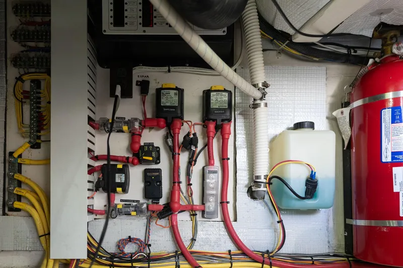 Slide: The Image of Electrical system and components inside a 2013 Sabre 38 Salon Express yacht. - 93