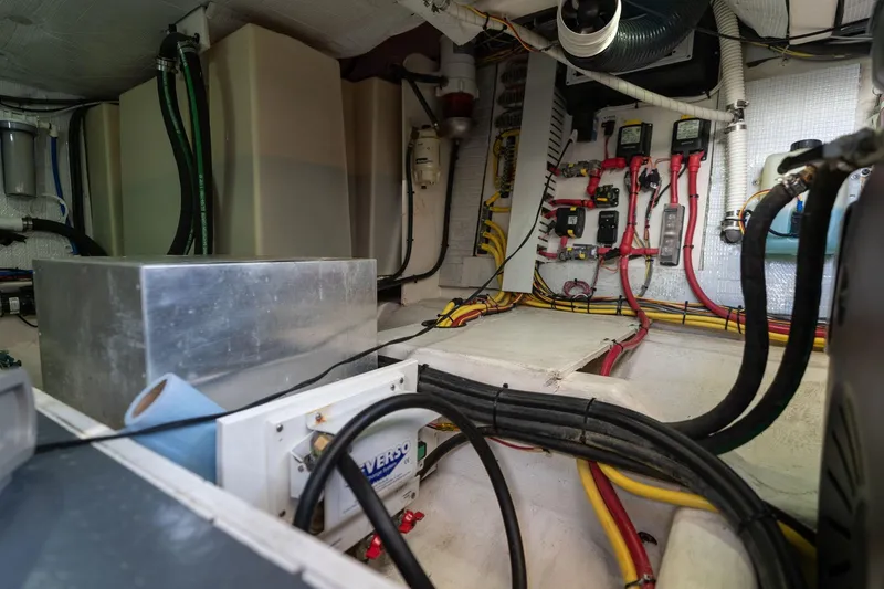 Slide: The Image of Engine room of 2013 Sabre 38 Salon Express with wiring and equipment. - 95