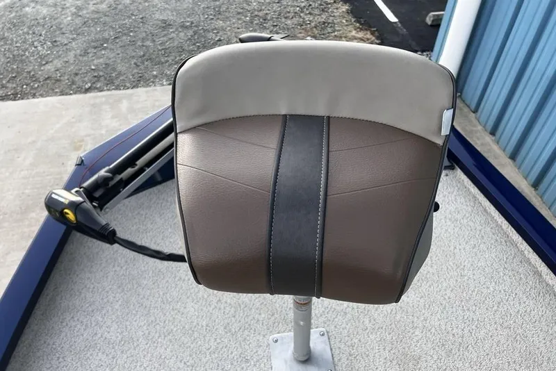 Slide: The Image of 2023 G3 Sportsman 1710 boat seat with brown and gray upholstery. - 11