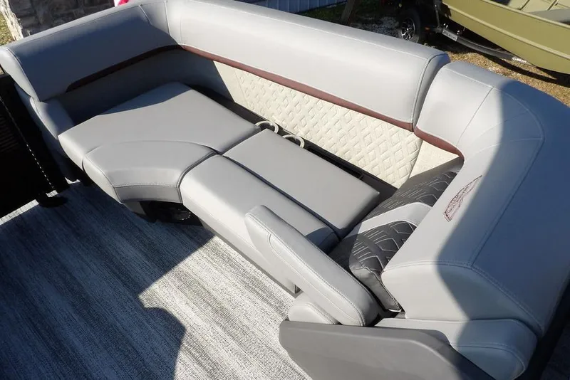 Slide: The Image of 2026 Bennington M Quad Bench 22 MFB with luxurious gray seating and quilted accents. - 34