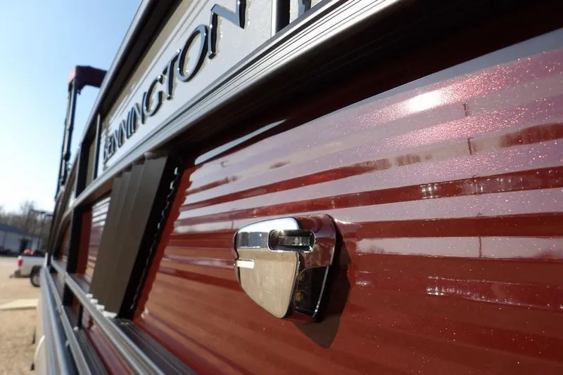 Slide: The Image of Close-up of 2026 Bennington M Quad Bench 22 MFB with metallic finish. - 42