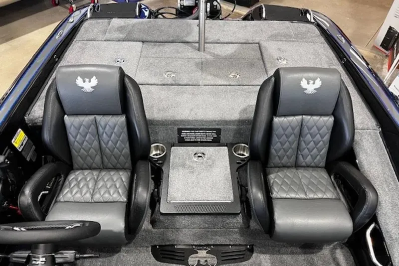 Slide: The Image of Interior of 2026 Phoenix 919 ZXL boat with dual gray leather seats. - 5