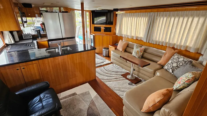 Slide: The Image of Luxurious interior of 2005 Jefferson Marquessa 60 MY yacht with modern kitchen and cozy seating area. - 34