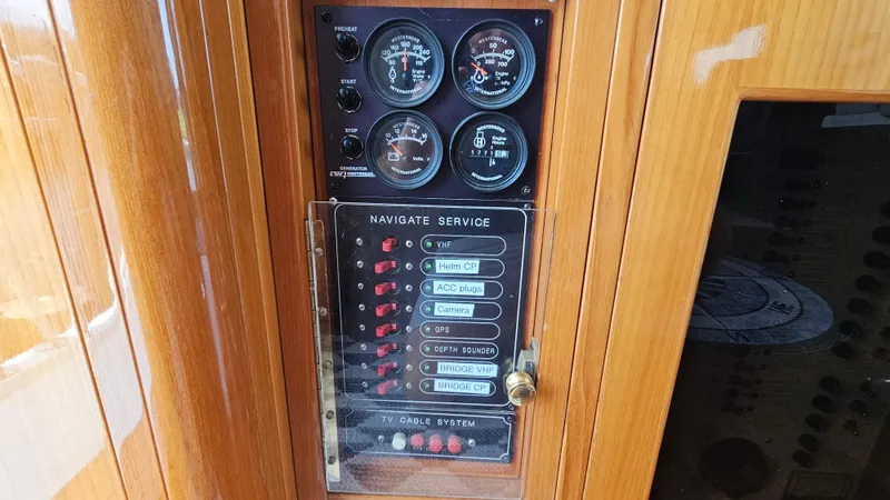 Slide: The Image of Control panel of 2005 Jefferson Marquessa 60 MY yacht with gauges and switches. - 41