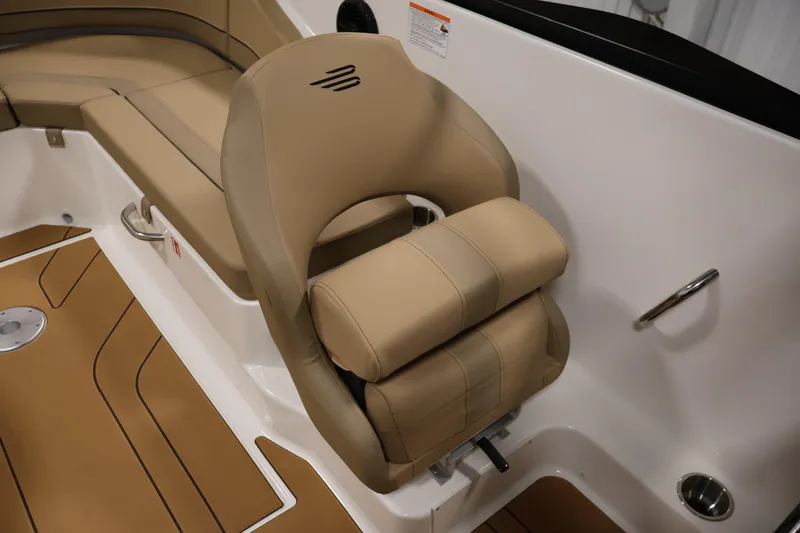 Slide: The Image of Luxurious seating in 2026 Bayliner V20 boat, featuring tan upholstery and modern design. - 25