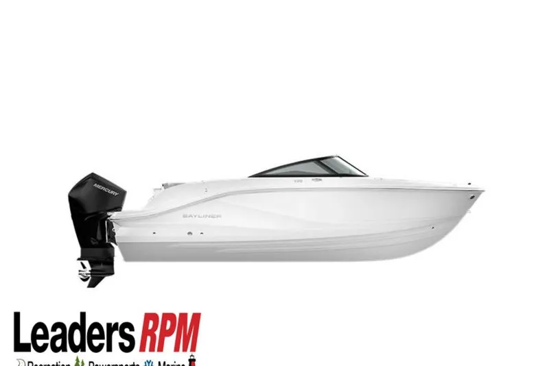 Slide: The Image of 2026 Bayliner V20 boat with Mercury outboard motor, displayed on a white background. - 39