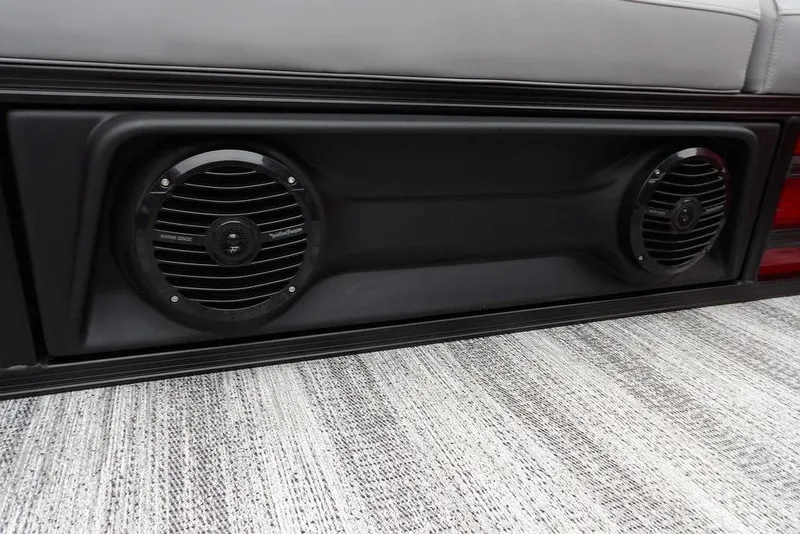 Slide: The Image of 2026 Bennington M Swingback 22 MSB boat speakers on a sleek black panel. - 38