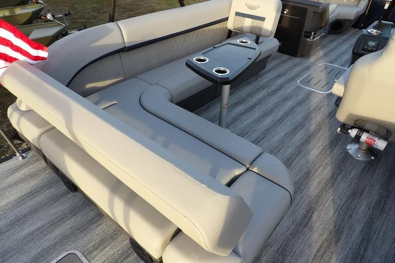 Slide: The Image of Luxurious interior of 2026 Bennington M Swingback 22 MSB pontoon boat with plush seating. - 28