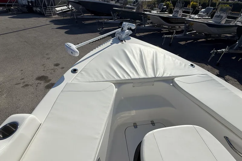 Slide: The Image of Battery compartment of 2025 Sea Pro 210 Bay boat, showing dual batteries. - 22