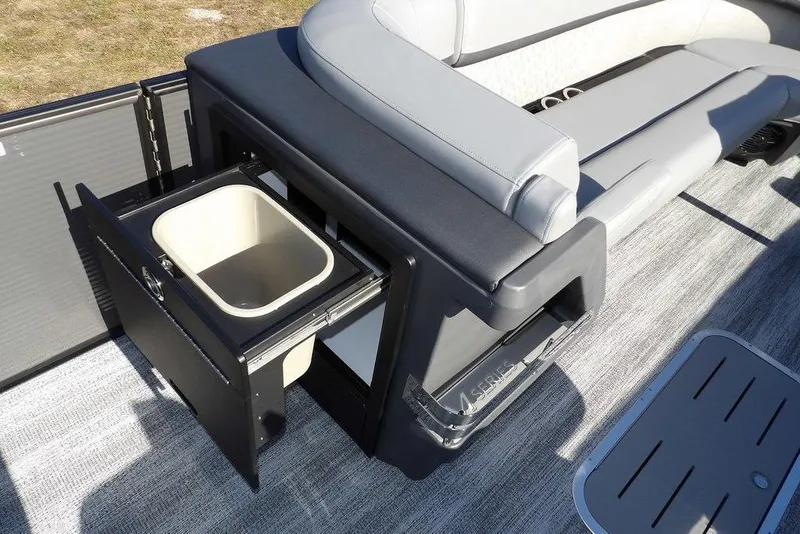 Slide: The Image of 2026 Bennington M Swingback 26 MSB boat interior with pull-out storage compartment. - 19