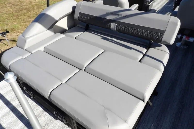 Slide: The Image of 2026 Bennington M Swingback 26 MSB boat with luxurious gray seating. - 30