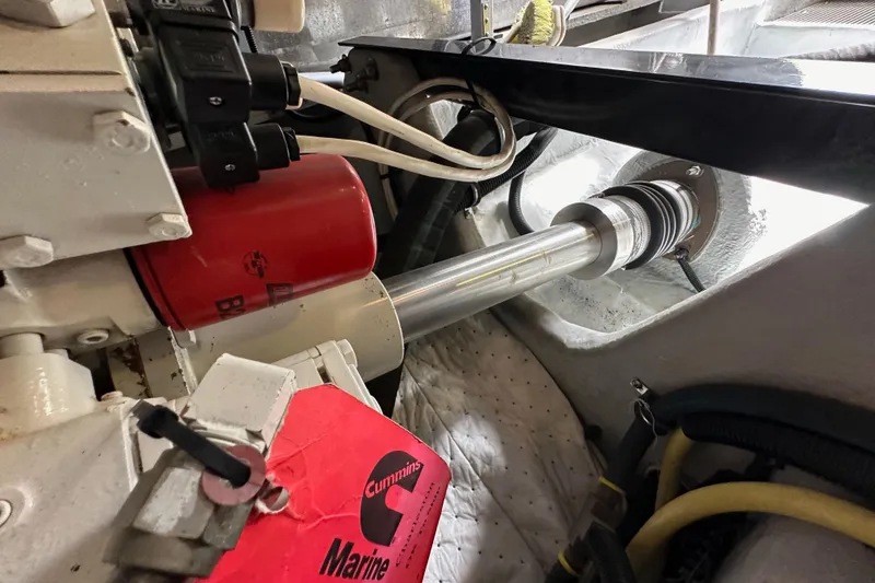 Slide: The Image of Engine compartment of 2004 Meridian 580 Pilothouse with Cummins marine components. - 40