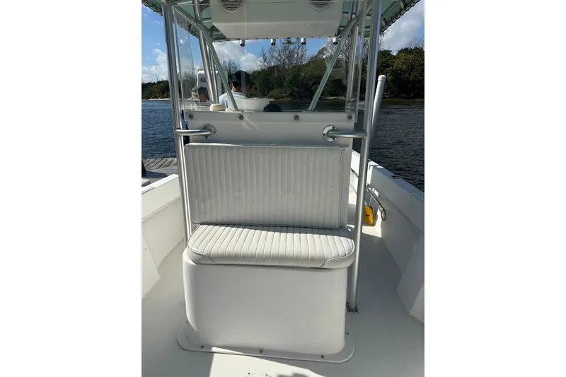 Slide: The Image of 2008 Dusky 278 Center Console boat interior with seating and console view. - 22