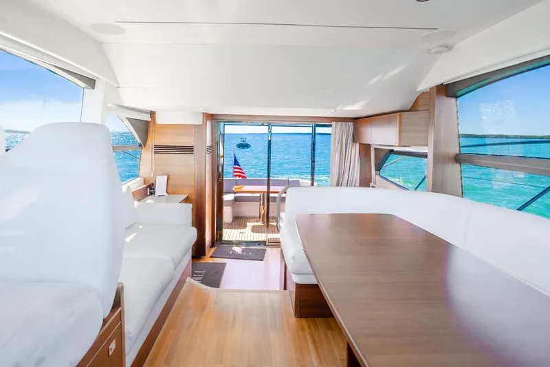 Slide: The Image of Luxurious interior of 2018 Princess F49 yacht with ocean view and elegant seating. - 23