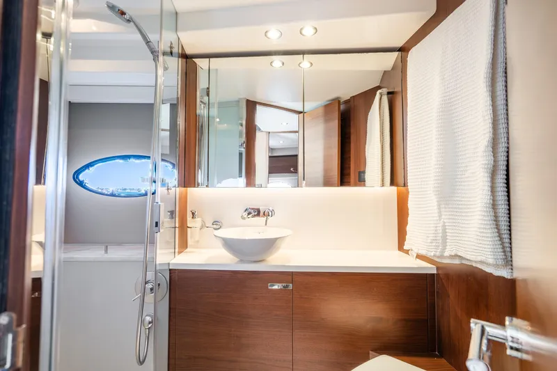Slide: The Image of Luxurious bathroom interior of 2018 Princess F49 yacht with modern fixtures and elegant design. - 38