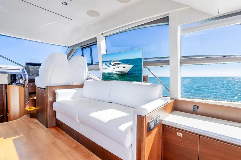 Slide: The Image of Luxurious interior of 2018 Princess F49 yacht with ocean view and modern furnishings. - 26