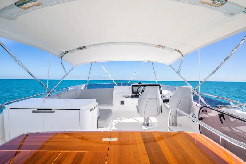 Slide: The Image of Luxurious 2018 Princess F49 yacht interior with ocean view and modern helm. - 48