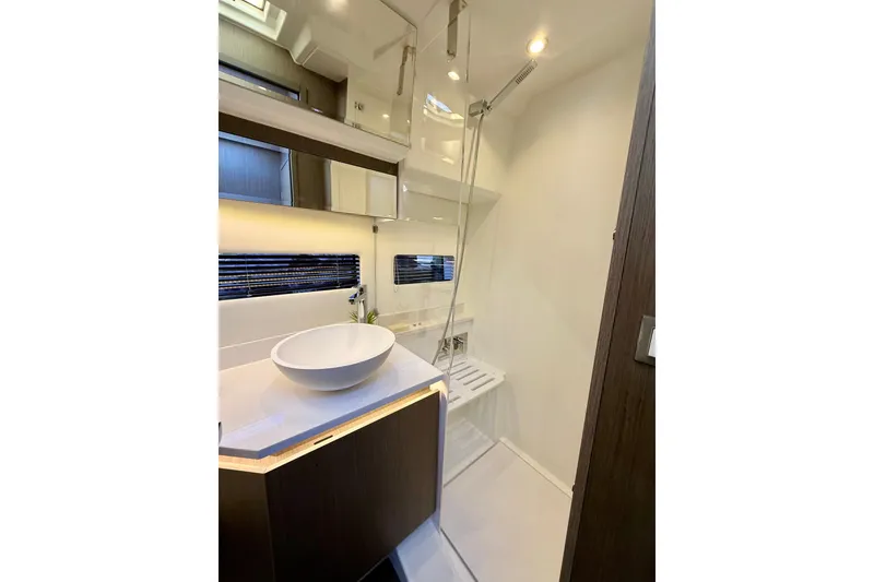 Slide: The Image of Luxurious bathroom interior of 2024 Jeanneau NC 1295 Fly yacht with modern fixtures. - 36