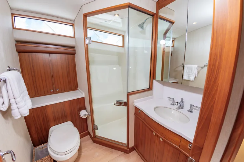 Slide: The Image of Luxurious bathroom on the 2019 Jarrett Bay 67 Custom yacht. - 35