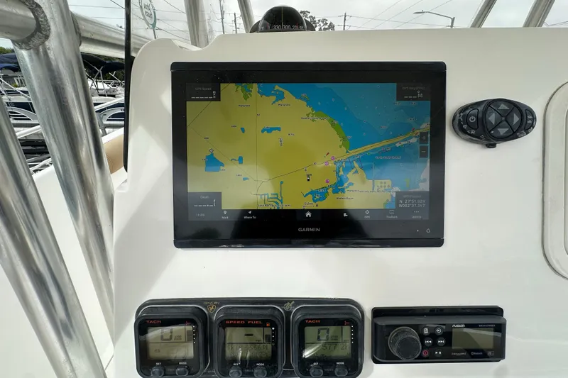 Slide: The Image of Garmin navigation display on 2007 Century 3200 Center Console boat dashboard. - 20