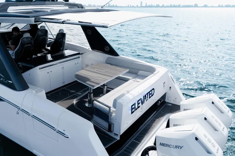 Slide: The Image of Azimut Verve 42 yacht, 2025 model, with sleek design and powerful Mercury engines. - 6