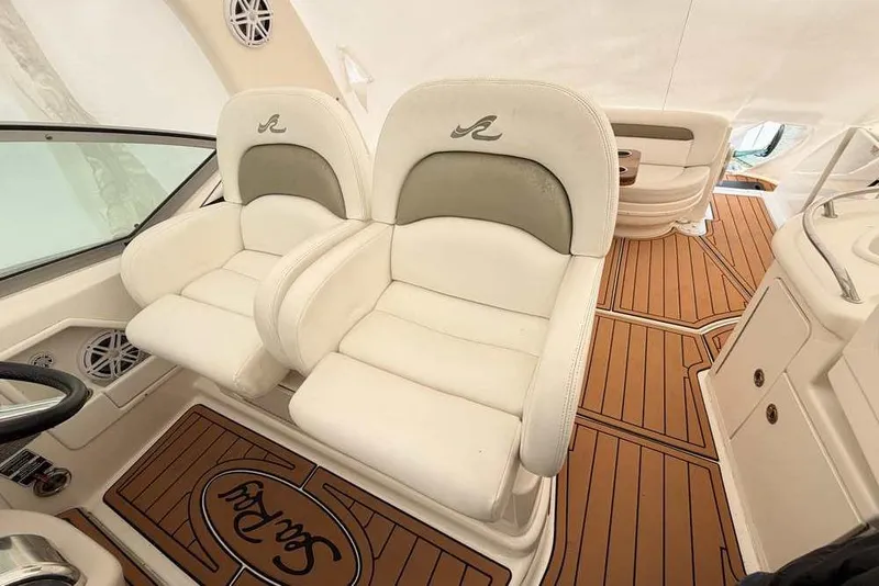 Slide: The Image of Luxury seating on 2007 Sea Ray 340 Sundancer boat with elegant interior design. - 11
