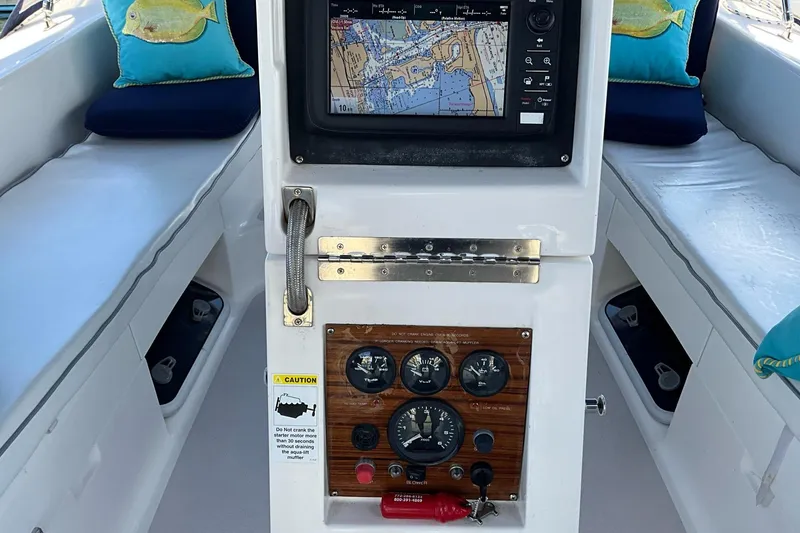 Slide: The Image of Cockpit of 2000 Catalina 470 sailboat with navigation system and gauges. - 6