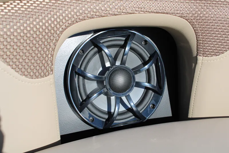 Slide: The Image of Speaker detail on 2026 Premier 230 Sunsation Angler 2pt boat, featuring stylish upholstery. - 13