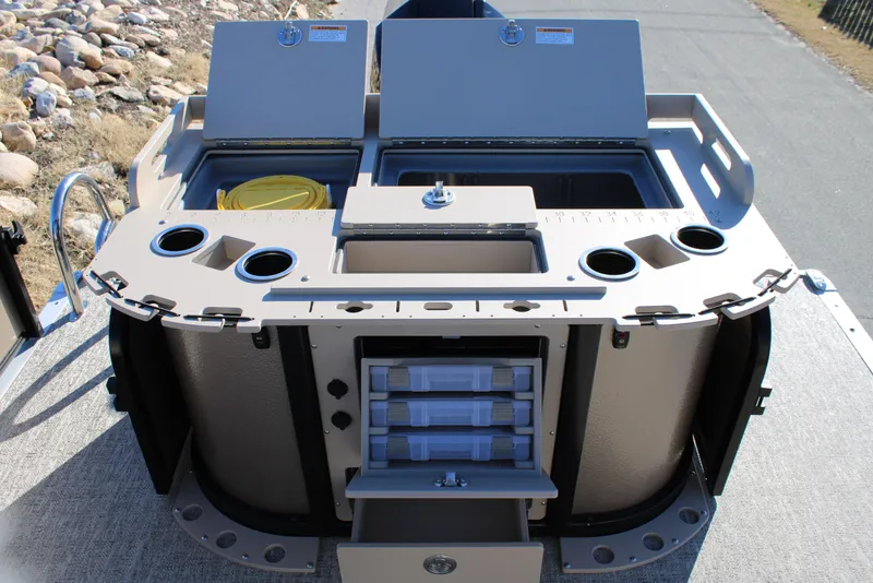 Slide: The Image of Premier 230 Sunsation Angler 2pt 2026 boat with fishing station and storage compartments. - 5