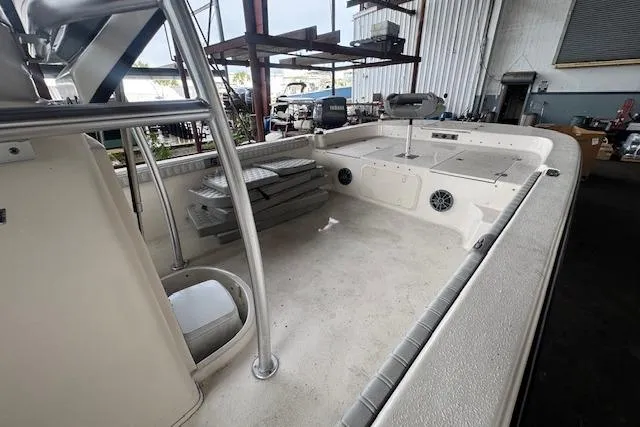 Slide: The Image of 2026 Carolina Skiff 25 LS boat interior, featuring spacious deck and seating area. - 15