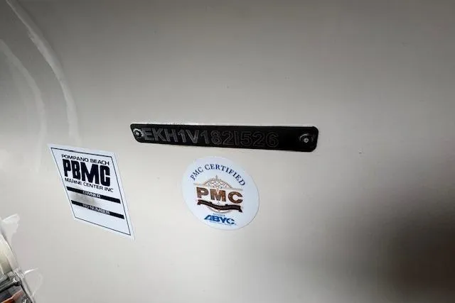 Slide: The Image of 2026 Carolina Skiff 25 LS with PMC certification and identification plate. - 3